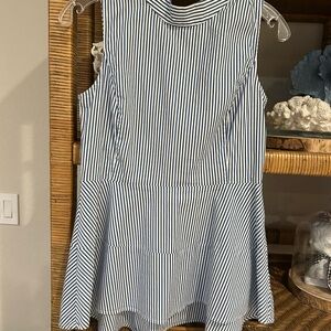 Striped Blue and White Cotton Poplin Top Ivanka Trump